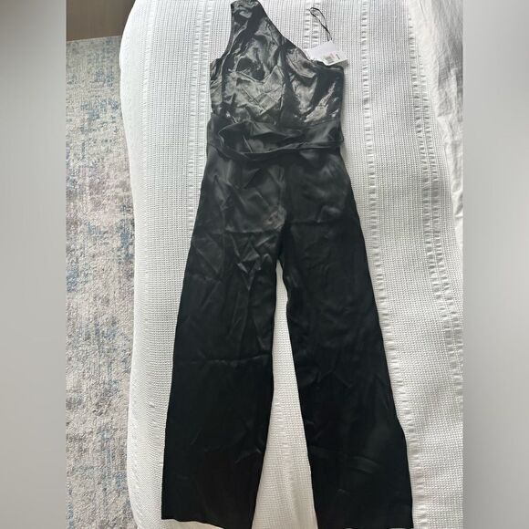 NWT Black Satin Jumpsuit - Picture 1 of 3